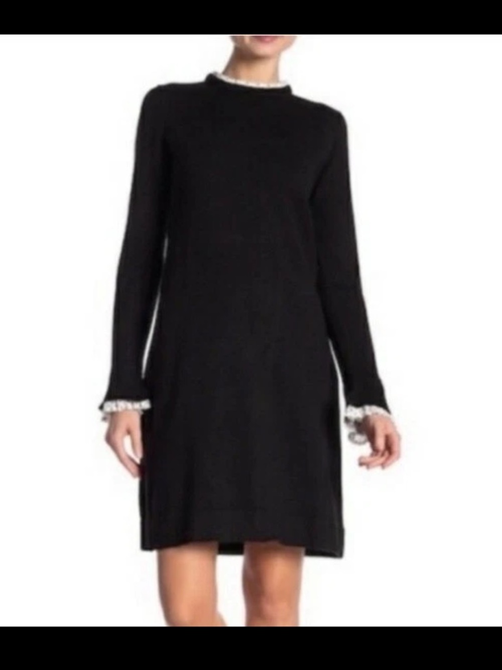 Vince Camuto sweater dress womens large black with polka dot detail